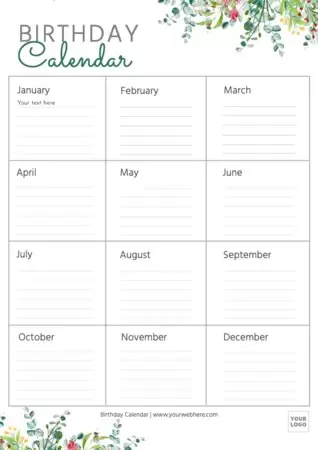 Edit a birthday list template