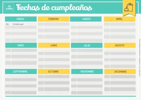 Edita un calendario para cumpleaños