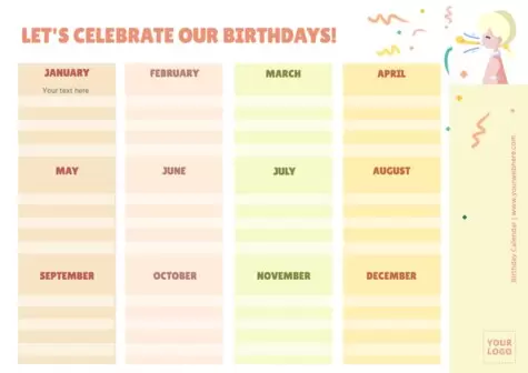 Edit a birthday list template