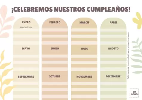 Edita un calendario para cumpleaños