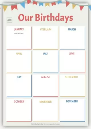 Printable Birthday Calendar Templates