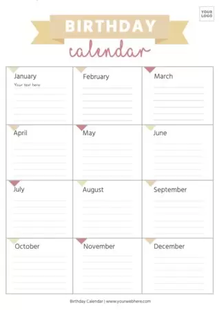 Printable Birthday Calendar Templates