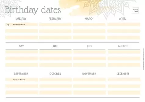 Edit a birthday list template