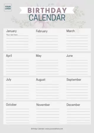 Edit a birthday list template