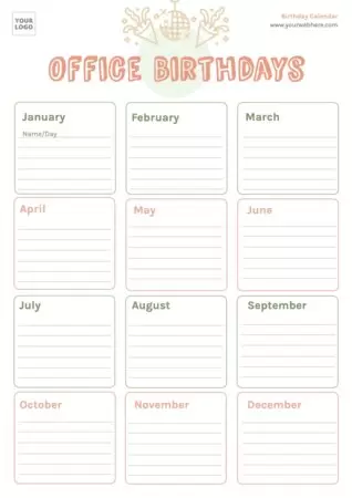 Edit a birthday list template