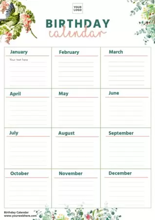 Edit a birthday list template