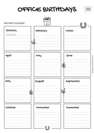 Edit a birthday list template