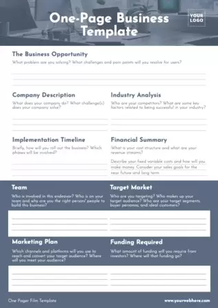 Edit a One Pager format