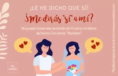 Edita una tarjeta de Dama de Honor