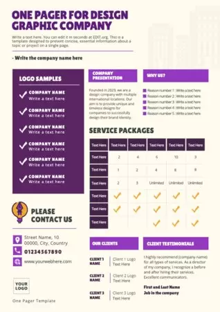 Edit a One Pager format