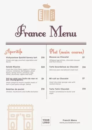 Modifica un menu francese