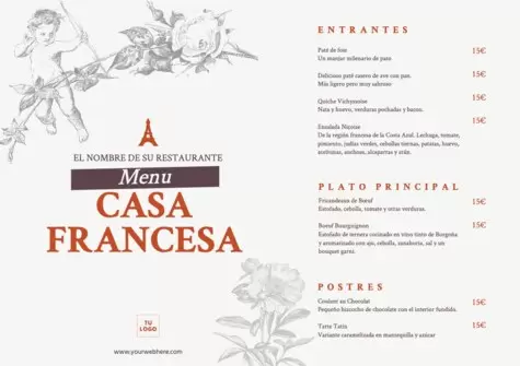 Edita un menú de bistrot francés