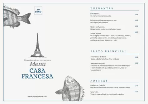 Edita un menú de bistrot francés