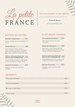 Edit a French menu