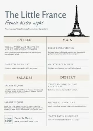 Modifier un menu français