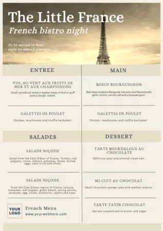 Edit a French menu