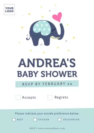 Editar um cartão de convite para o banho do bebê