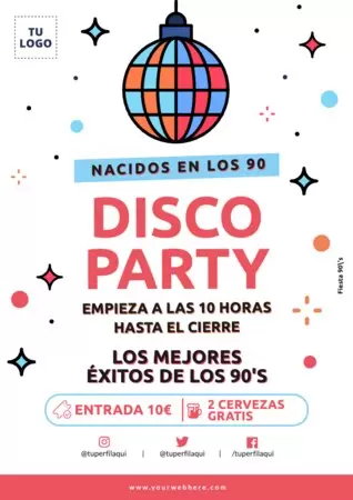 Edita un diseño de fiesta de los 90s