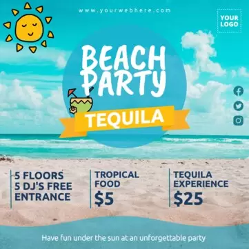 Editar um anúncio de festa na praia