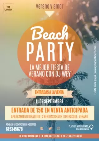 Edita un anuncio de fiesta en la playa