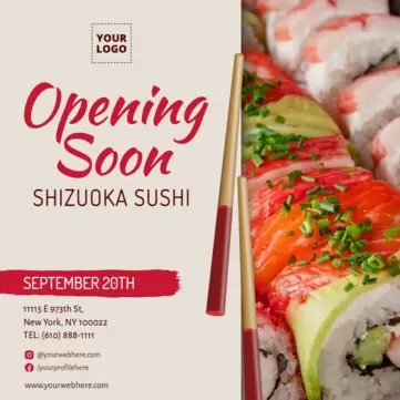 Crie designs para sua inauguração