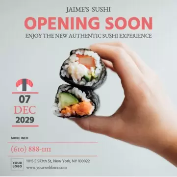 Crie designs para sua inauguração