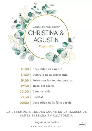 Edita un programa para boda