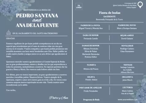 Edita un programa para boda
