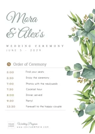 Edit a ceremony program template