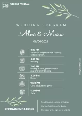 Edita um programa para casamentos
