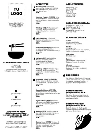 Edita un folleto de Comida Coreana