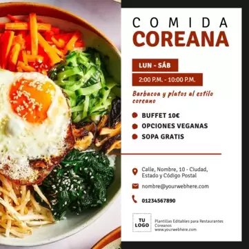Edita un folleto de Comida Coreana