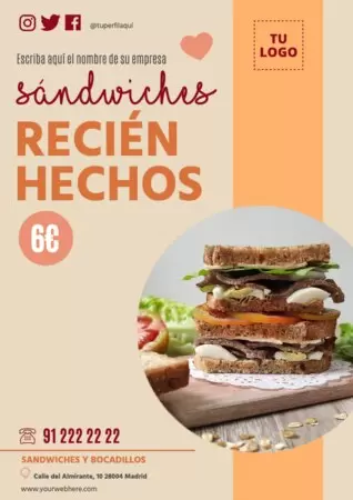 Edita un cartel de sandwiches