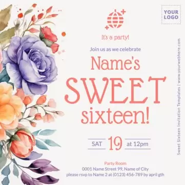 Edit a Sweet 16 flyer