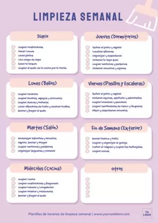 Edita un planning de limpieza