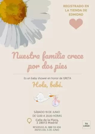 Edita una tarjeta de invitación para Baby Shower