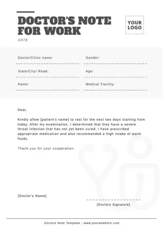 Printable Doctor's Note Templates for Work Absence