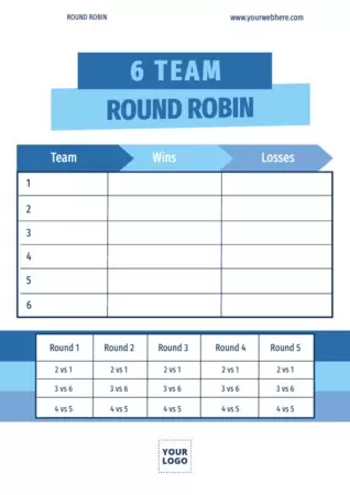 6-Team Round Robin Tournament Printable
