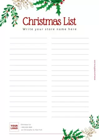Edit a Christmas list layout