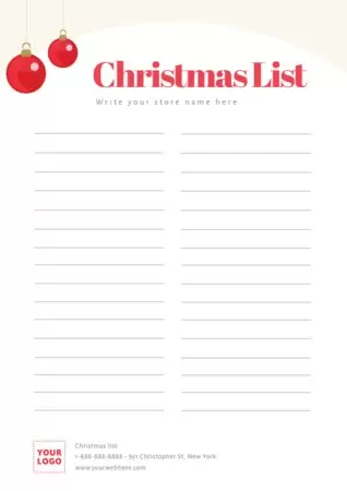 Printable Christmas List Templates for your Business