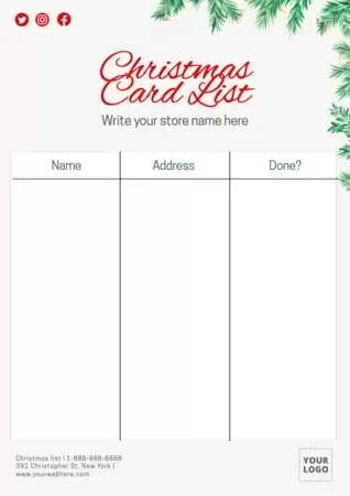 Edit a Christmas list layout