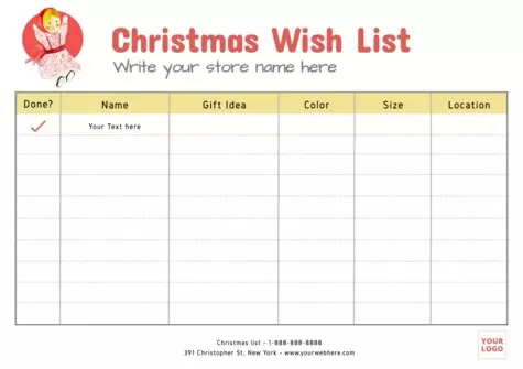 Edit a Christmas list layout