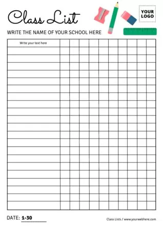 Free Editable Class List Templates