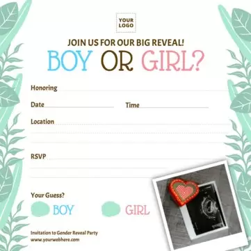 Edit a Gender Reveal party card