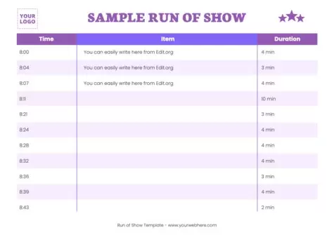 Edit a simple Run of Show template