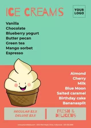 Edit a design for an ice cream shop