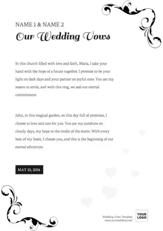 Edit a Marriage Vows example