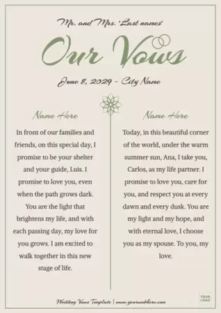 Edit a Marriage Vows example