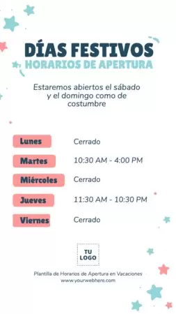 Edita un Horario de Vacaciones