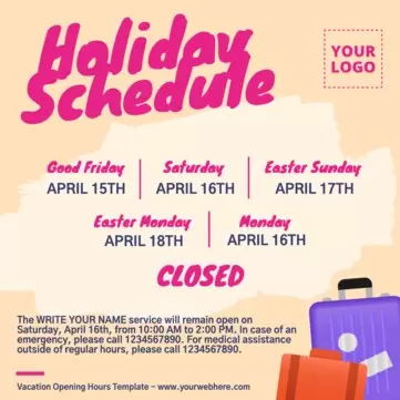 Edit a Holiday Schedule